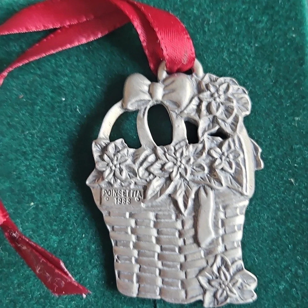 Longaberger Commemorative Pewter Basket Ornaments Set Of 4 1995 In Box EUC